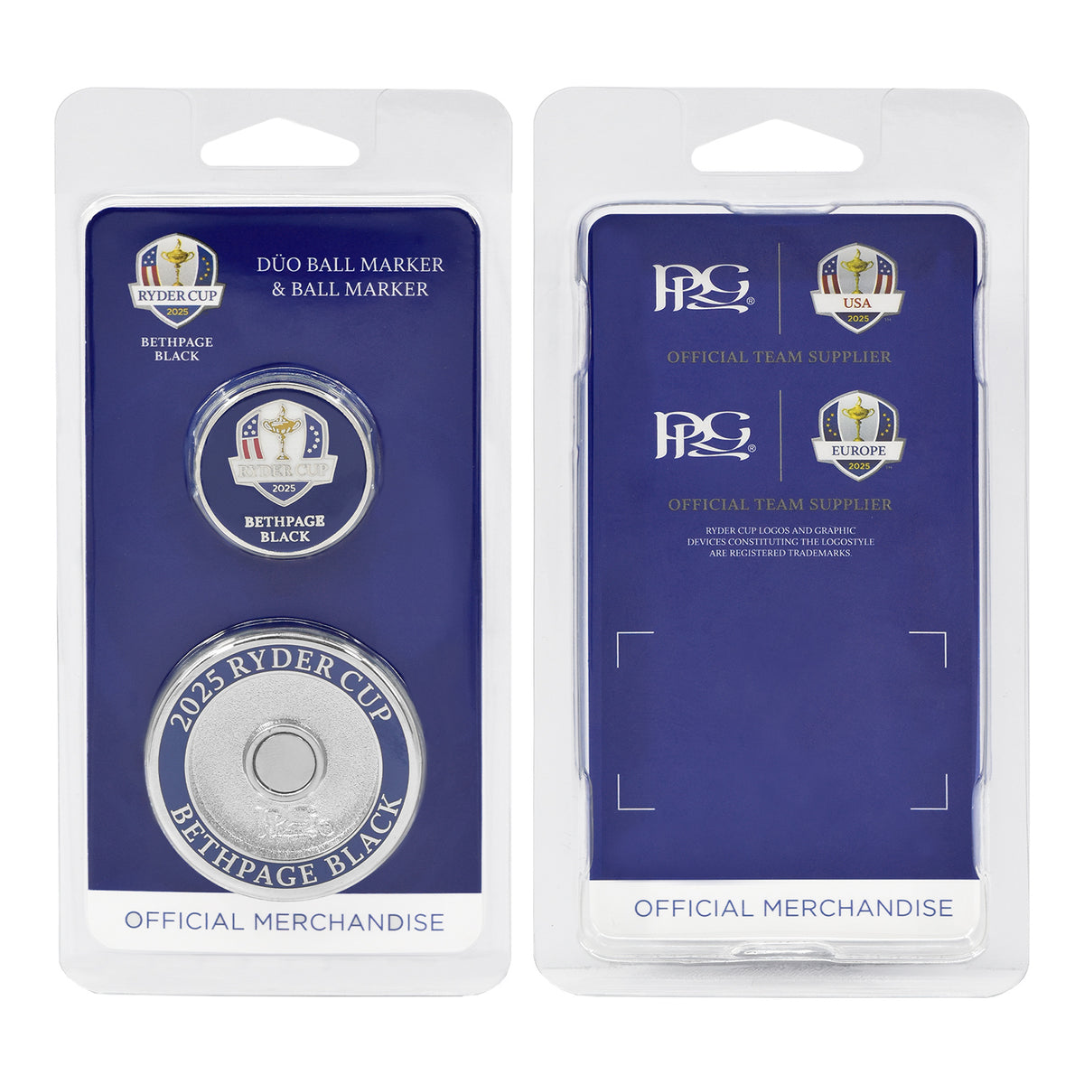 PRG Golf 2025 Ryder Cup Match Duo Ball Marker - Packaged View