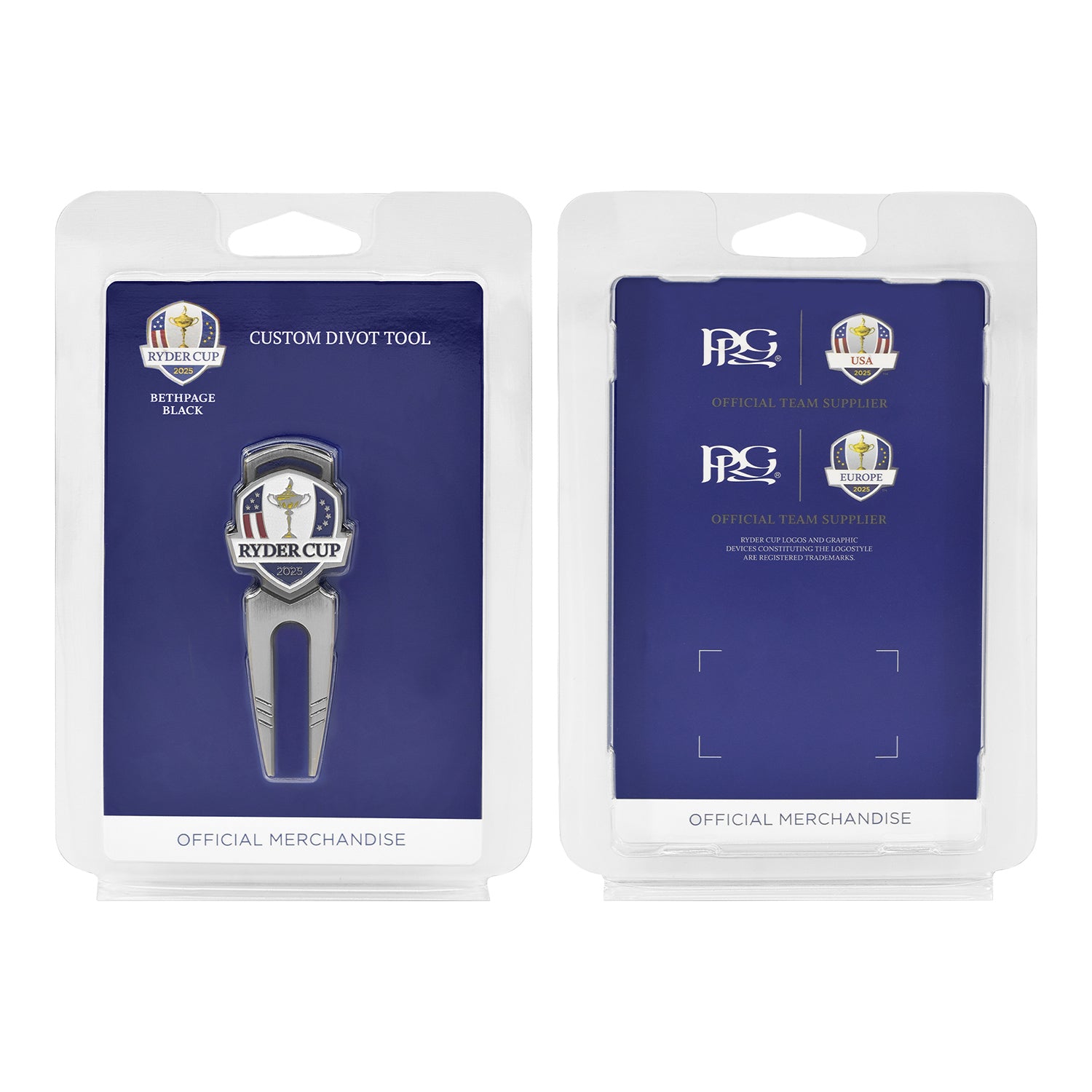 PRG Golf 2025 Ryder Cup Match Divot Tool - Front and Back View