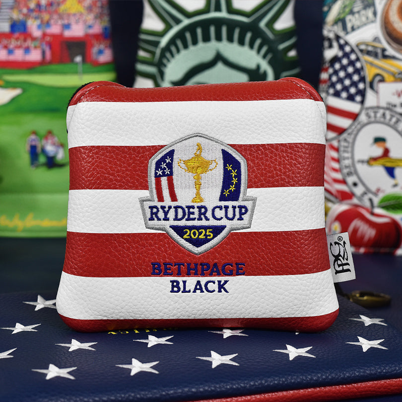 PRG Golf 2025 Ryder Cup Flag Themed Mallet Cover - Front View Close Up