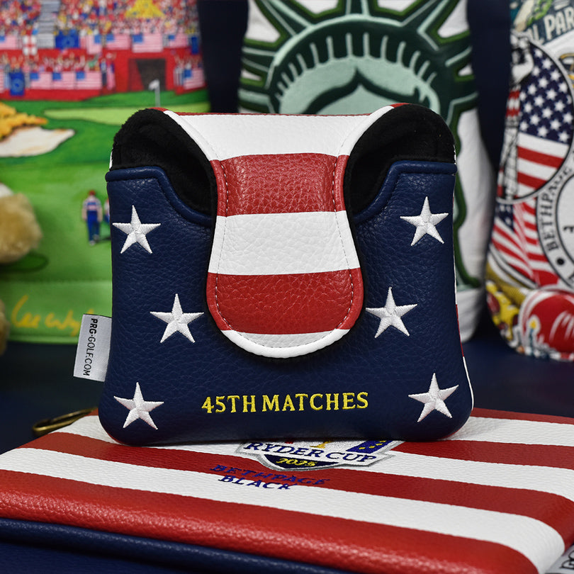 PRG Golf 2025 Ryder Cup Flag Themed Mallet Cover - Back View Close Up