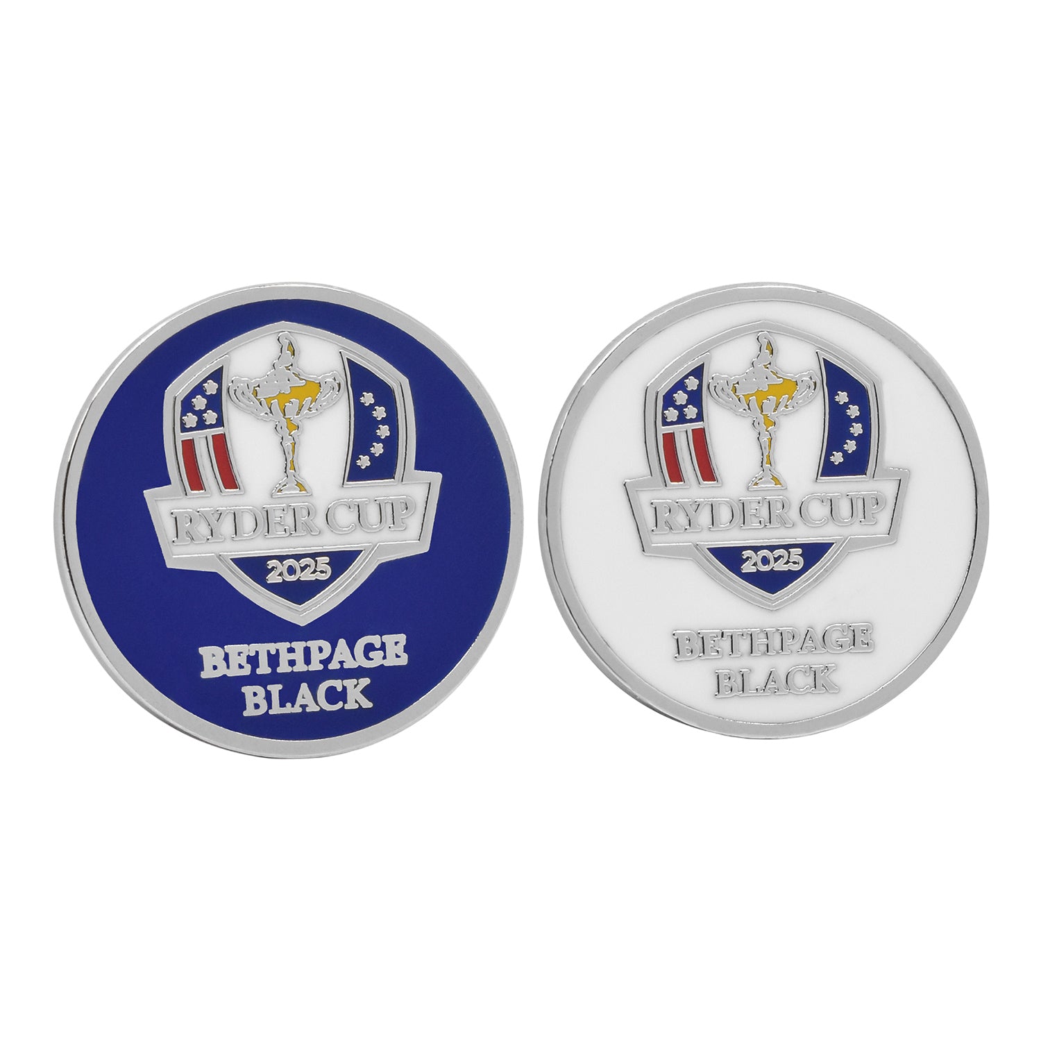 PRG Golf 2025 Ryder Cup Yardage Duo Ball Marker - Front and Back View
