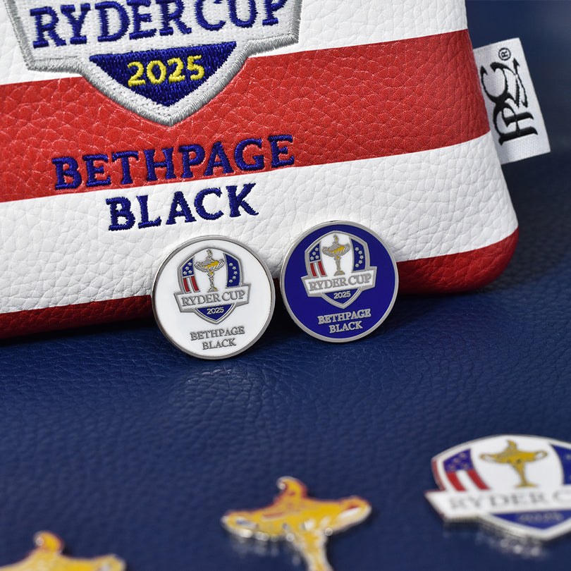 PRG Golf 2025 Ryder Cup Yardage Duo Ball Marker - Inner Marker Front and Back Close Up