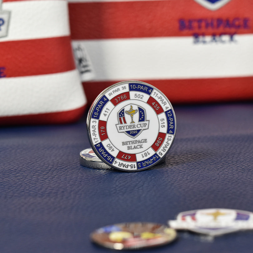 PRG Golf 2025 Ryder Cup Yardage Duo Ball Marker - Styled Close Up White