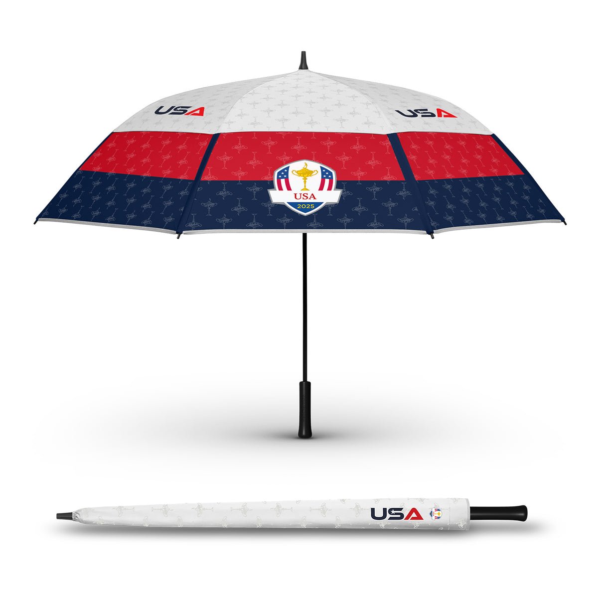 Weatherman 2025 Ryder Cup U.S. Team Golf Umbrella - Opened and Collapsed View