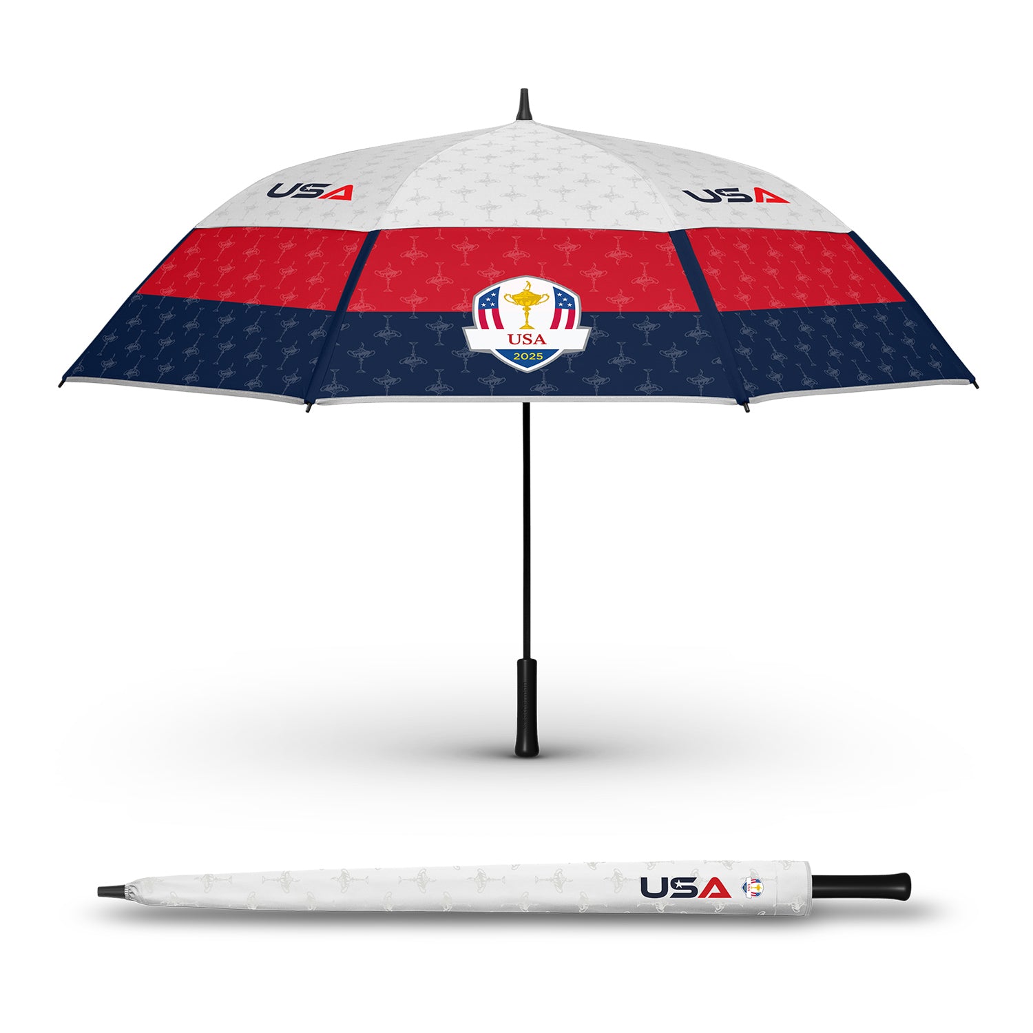 Weatherman 2025 Ryder Cup U.S. Team Golf Umbrella - Opened and Collapsed View