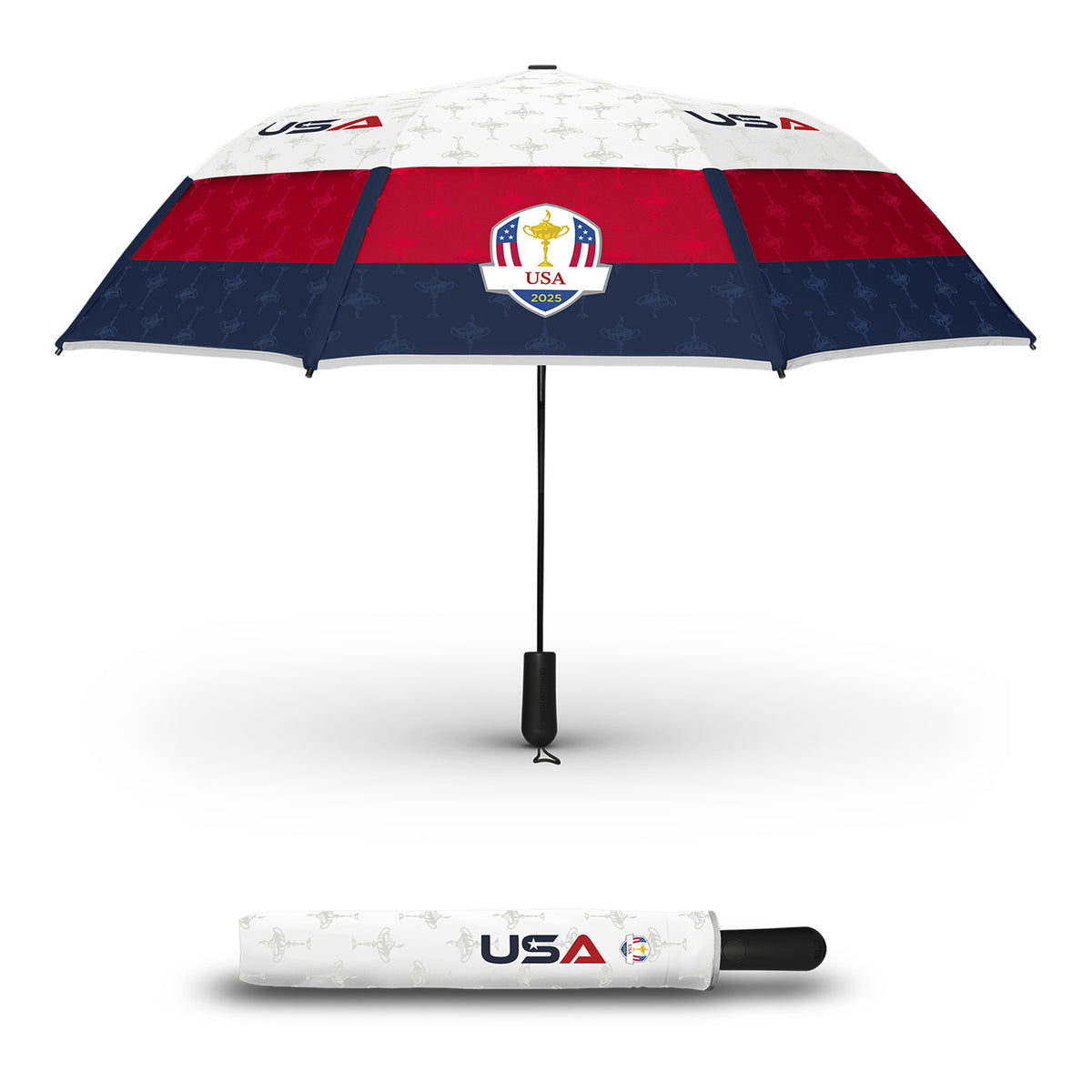 Weatherman 2025 Ryder Cup U.S. Team Collapsible Umbrella - Opened and Collapsed View