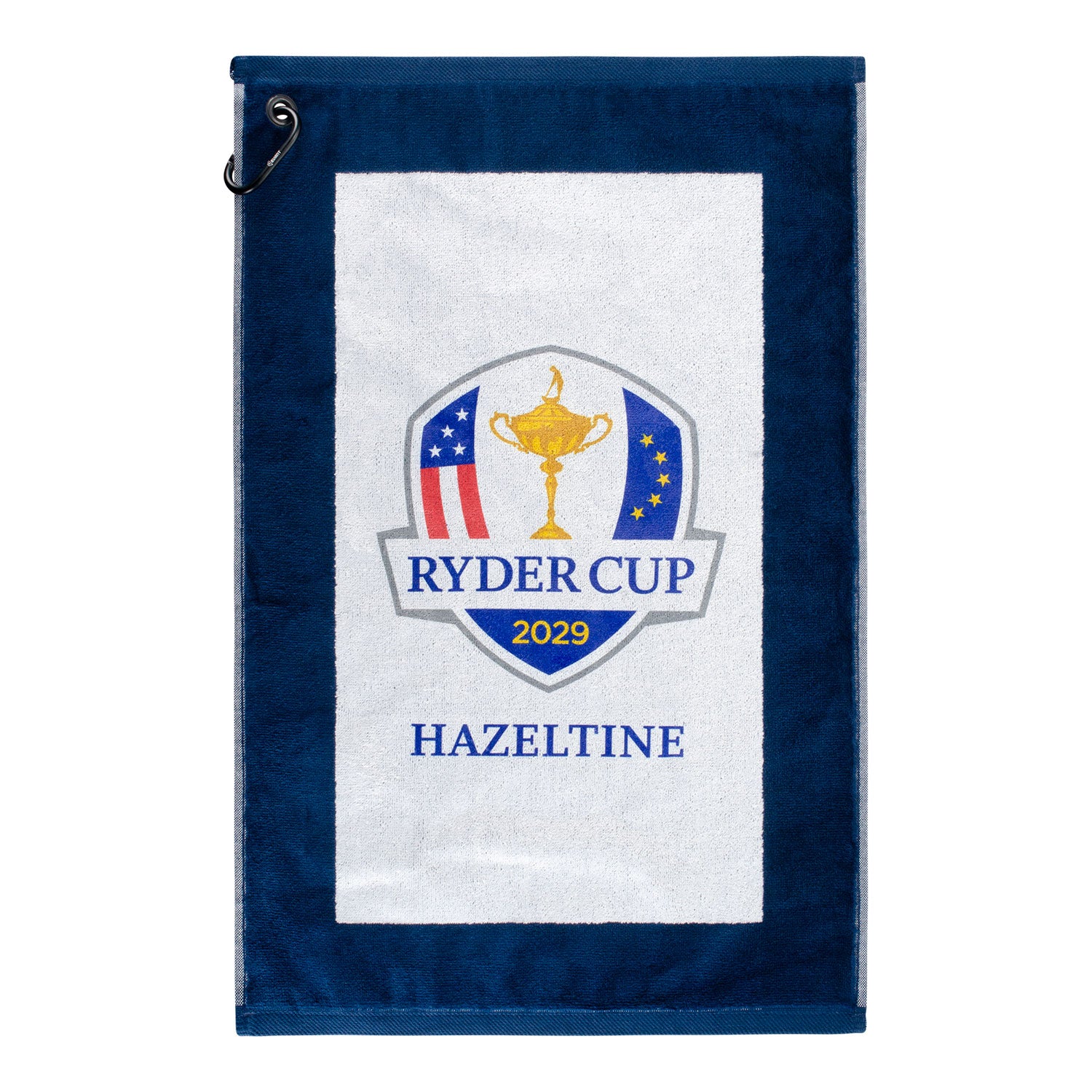 Dynamic 2029 Ryder Cup Hi-Def Edge Towel in Navy - Front View