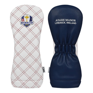 PRG Golf 2027 Ryder Cup Double Quilt Stitch Driver Cover in White and Navy - Front and Back