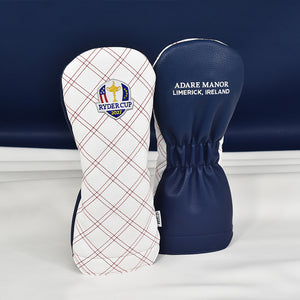 PRG Golf 2027 Ryder Cup Double Quilt Stitch Driver Cover in White and Navy - Front and Back Styled