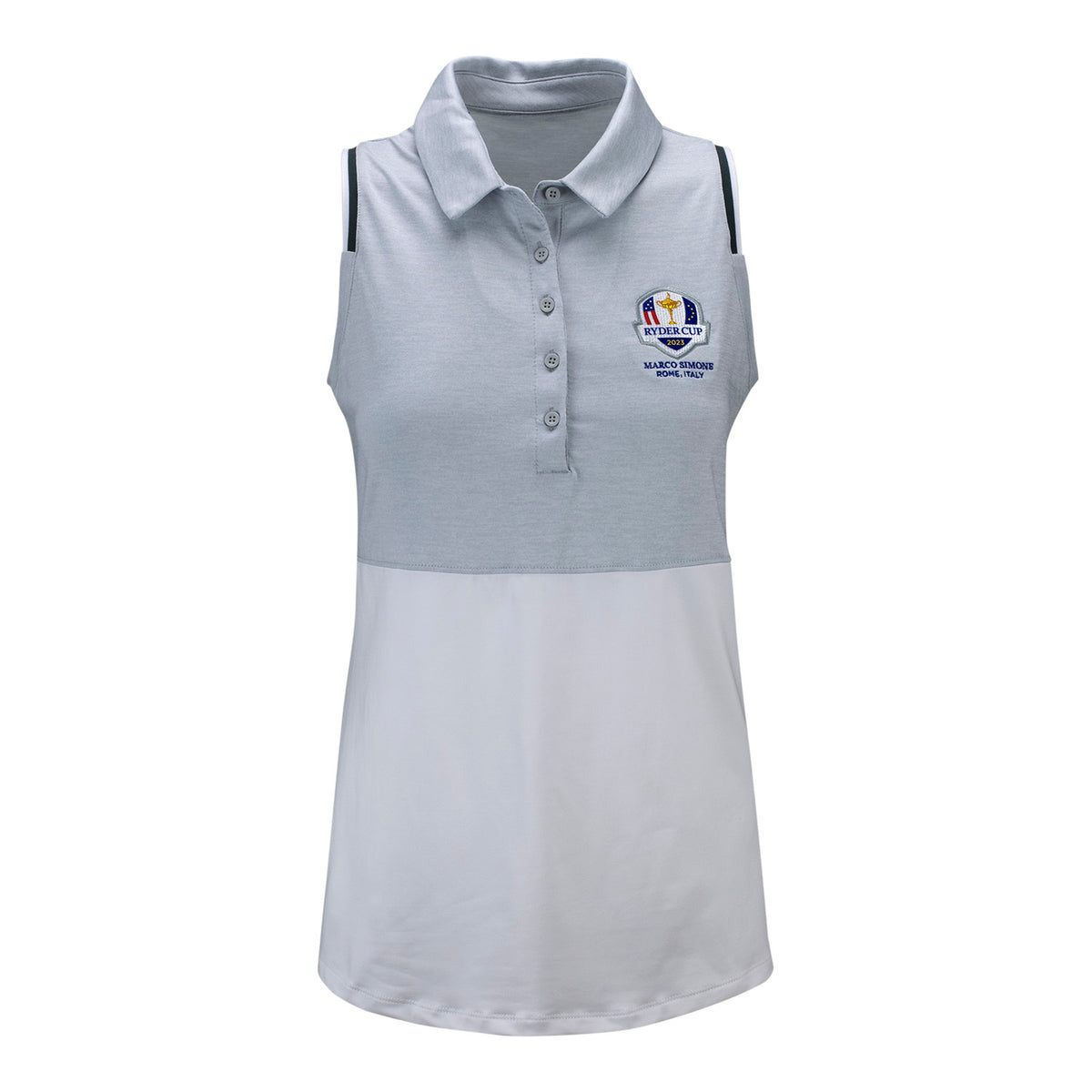 Under Armour 2023 Ryder Cup Women&#39;s Playoff Heather Block Polo in Grey- Front View