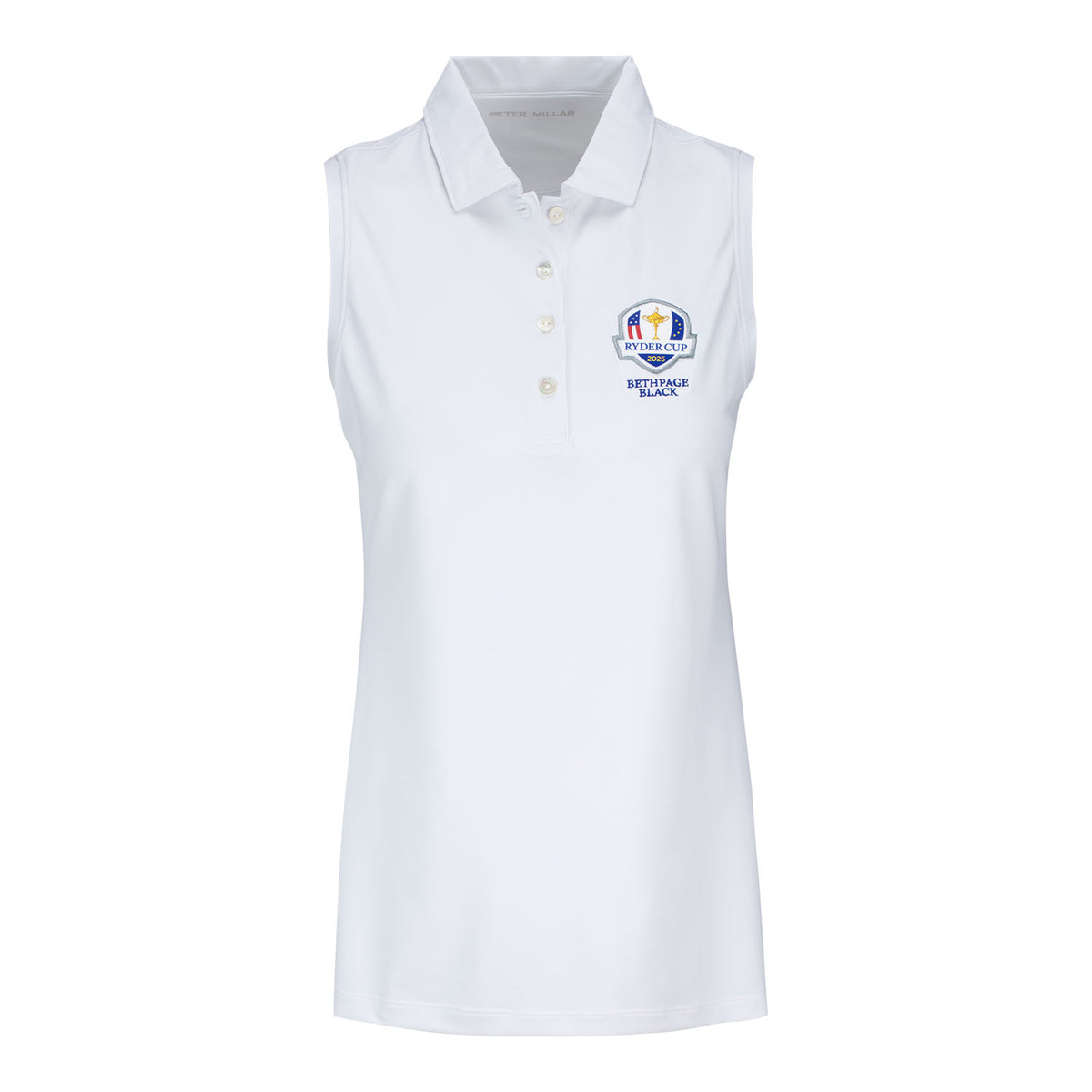 Peter Millar 2025 Ryder Cup Women&#39;s Sleeveless Polo in White - Front View