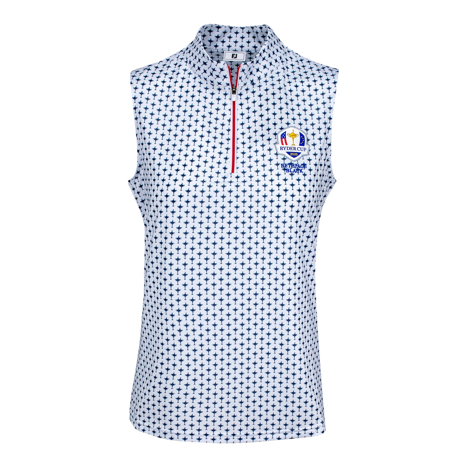FootJoy 2025 Ryder Cup Women's Sleeveless Polo in White and Navy - Front View