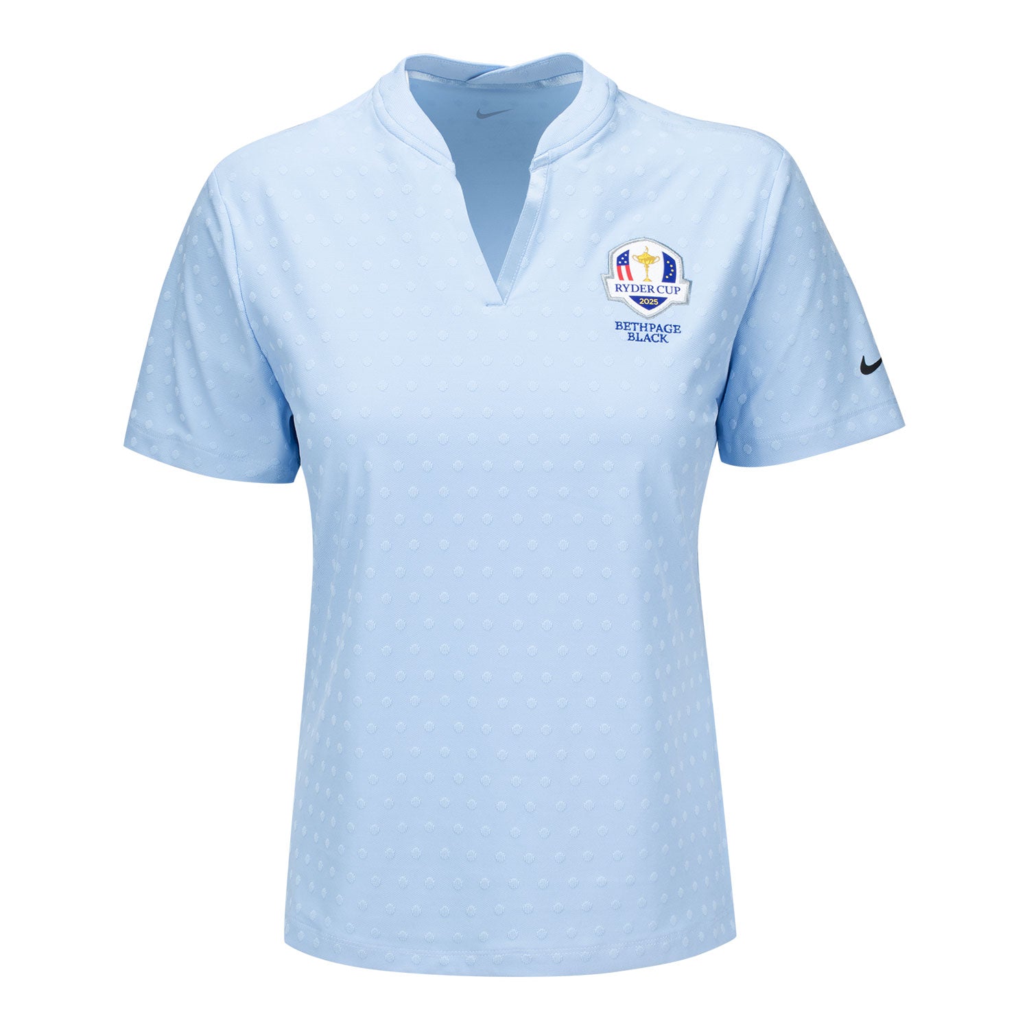Nike 2025 Ryder Cup Women's Dri-Fit Collarless Jacquard Polo in Psychic Blue - Front View