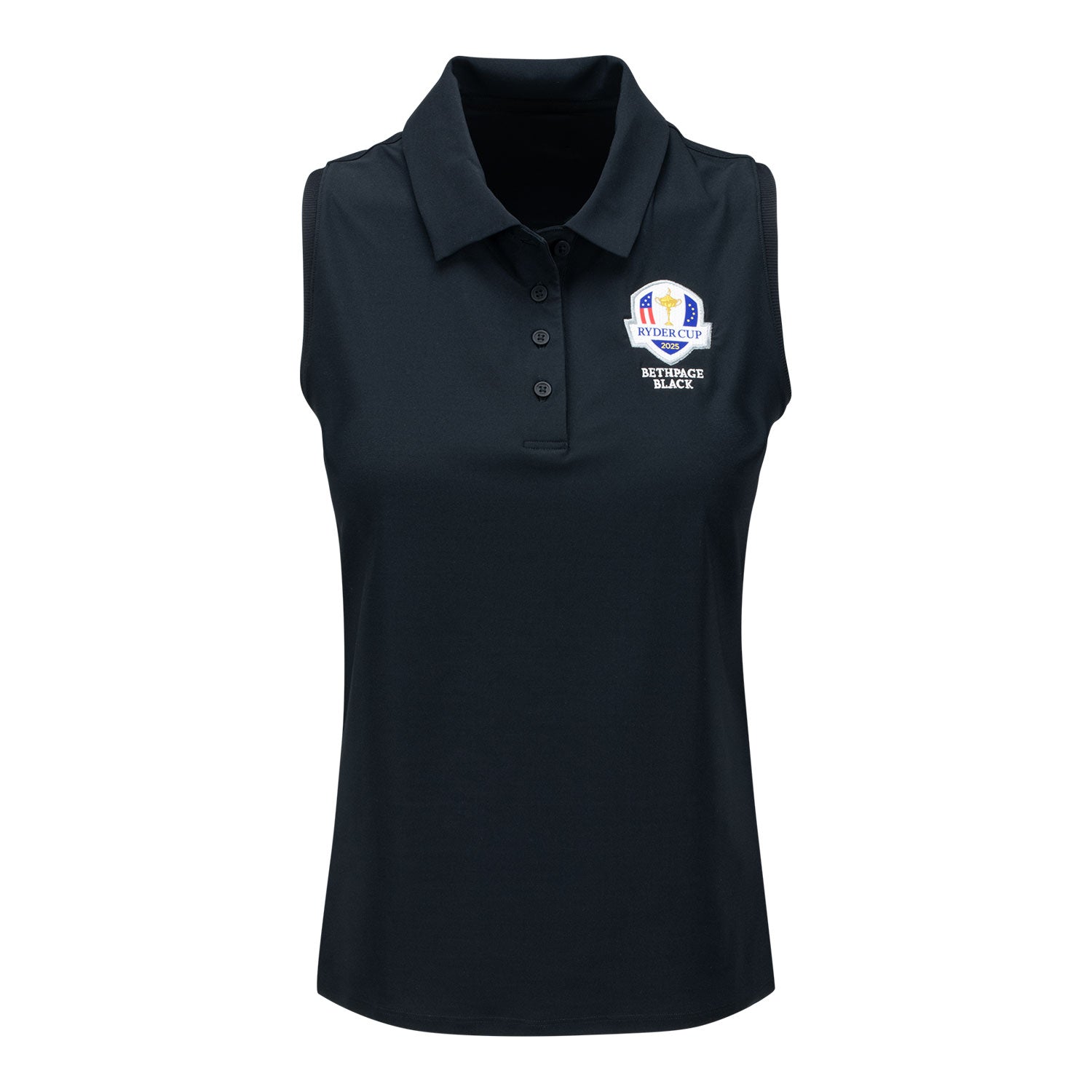 Nike 2025 Ryder Cup Women's Victory Sleeveless Polo in Black - Front View