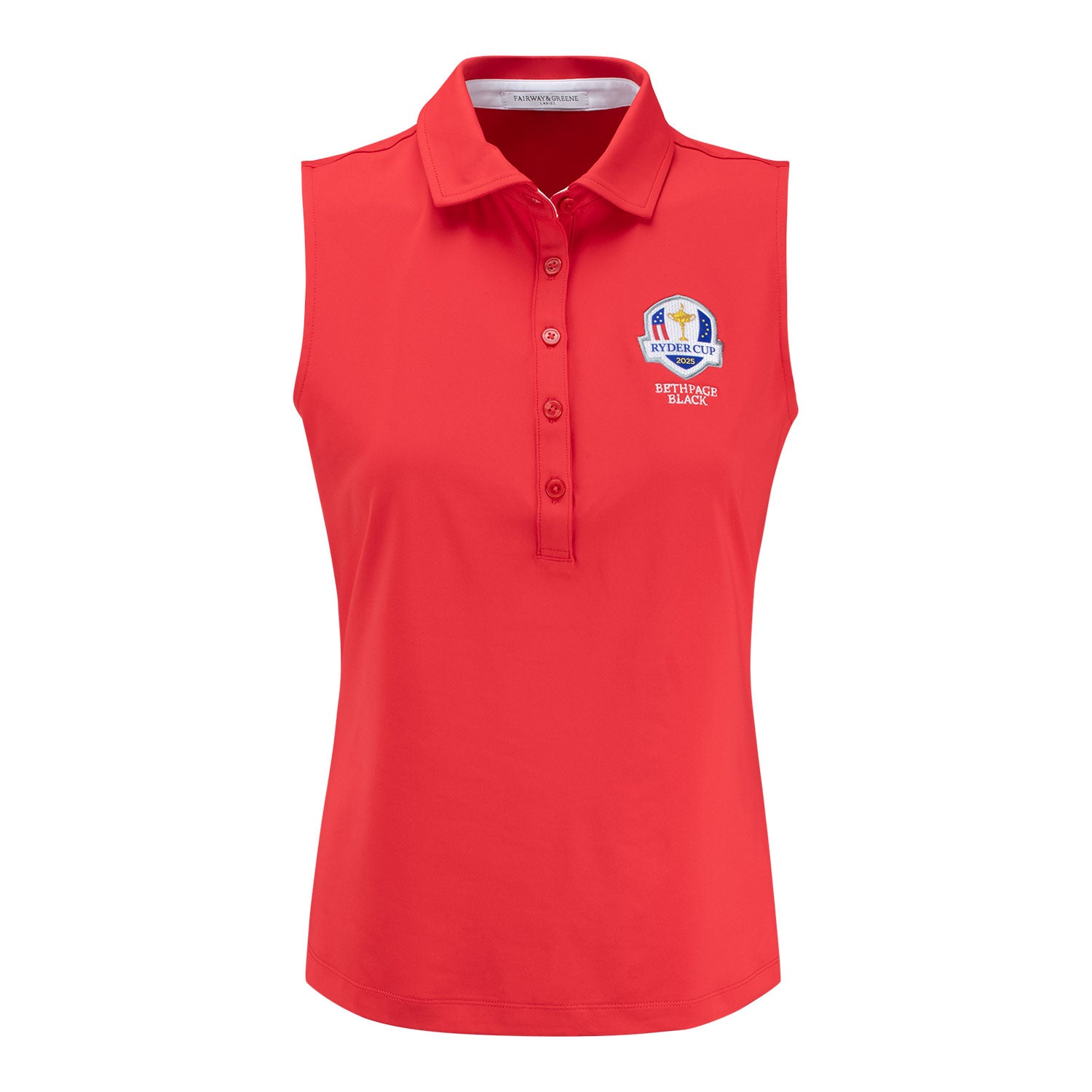 Fairway & Greene 2025 Ryder Cup Women's Charlotte Sleeveless Polo in Lolly - Front View