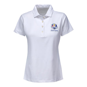 Peter Millar 2027 Ryder Cup Women's Solid Short Sleeve Polo in White - Front View