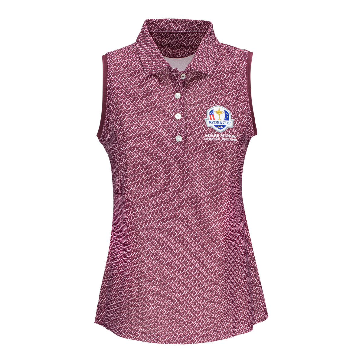 Peter Millar 2027 Ryder Cup Women's House of Clubs Sleeveless Polo in Ox Blood Red - Front