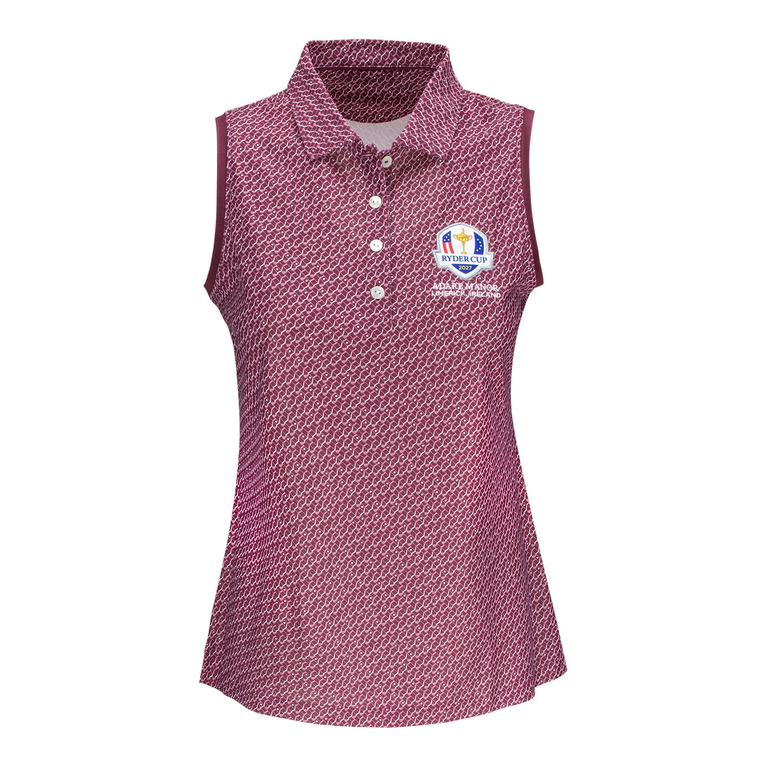 Peter Millar 2027 Ryder Cup Women's House of Clubs Sleeveless Polo in Ox Blood Red - Front
