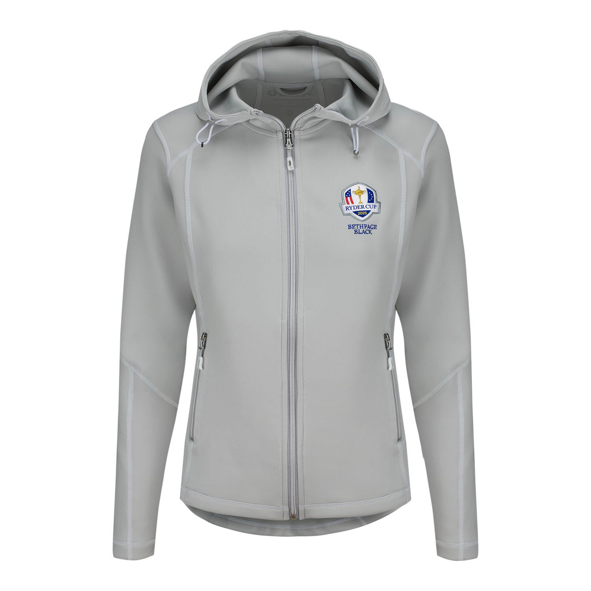 Sunice 2025 Ryder Cup Women&#39;s Maddy 2.0 Full Zip Hooded Jacket in Oyster - Front View