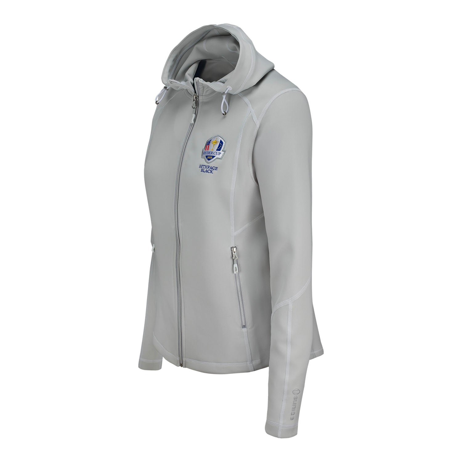 Sunice 2025 Ryder Cup Women's Maddy 2.0 Full Zip Hooded Jacket in Oyster - Front View