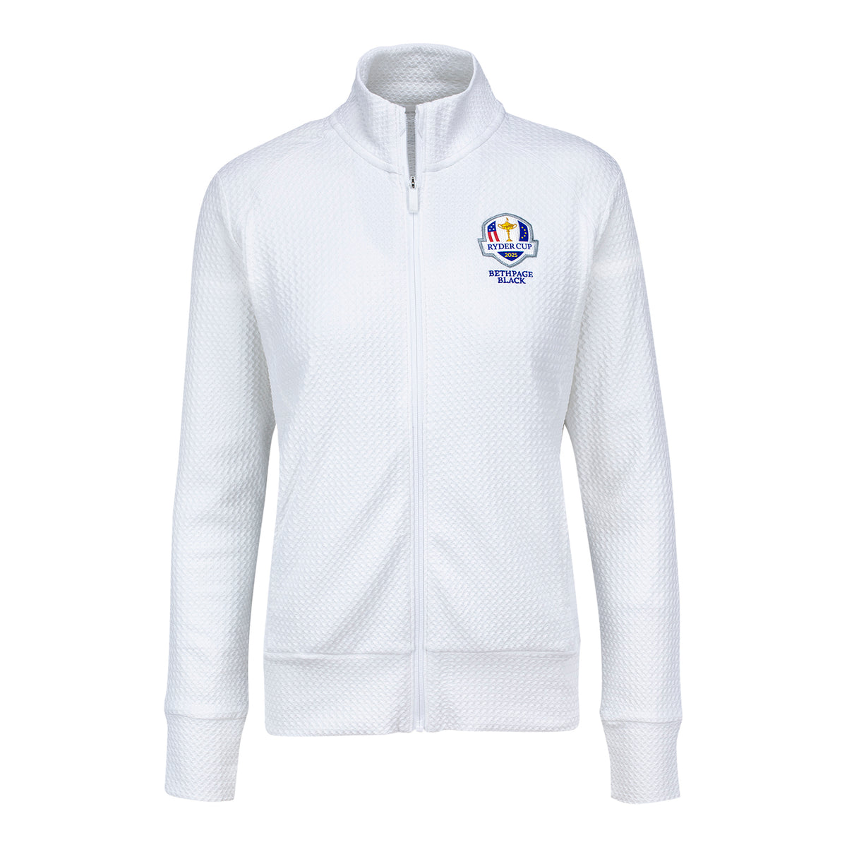 Adidas 2025 Ryder Cup Women&#39;s Textured Jacket in White - Front View