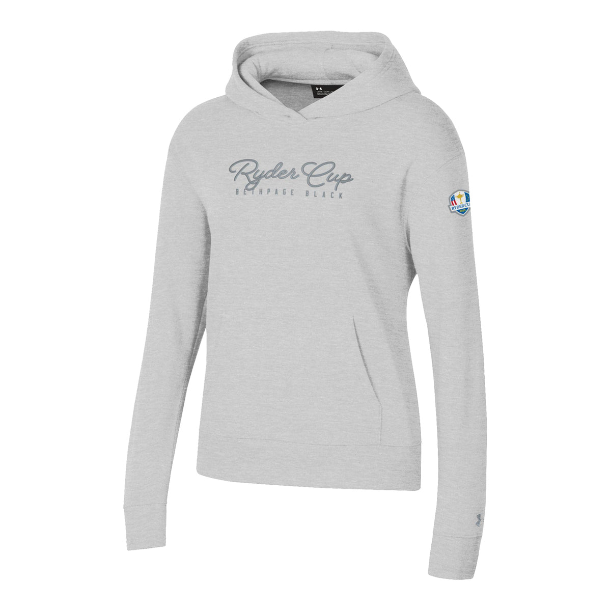 Under Armour 2025 Ryder Cup Women&#39;s Embroidery Hoodie in Heather Grey - Front View