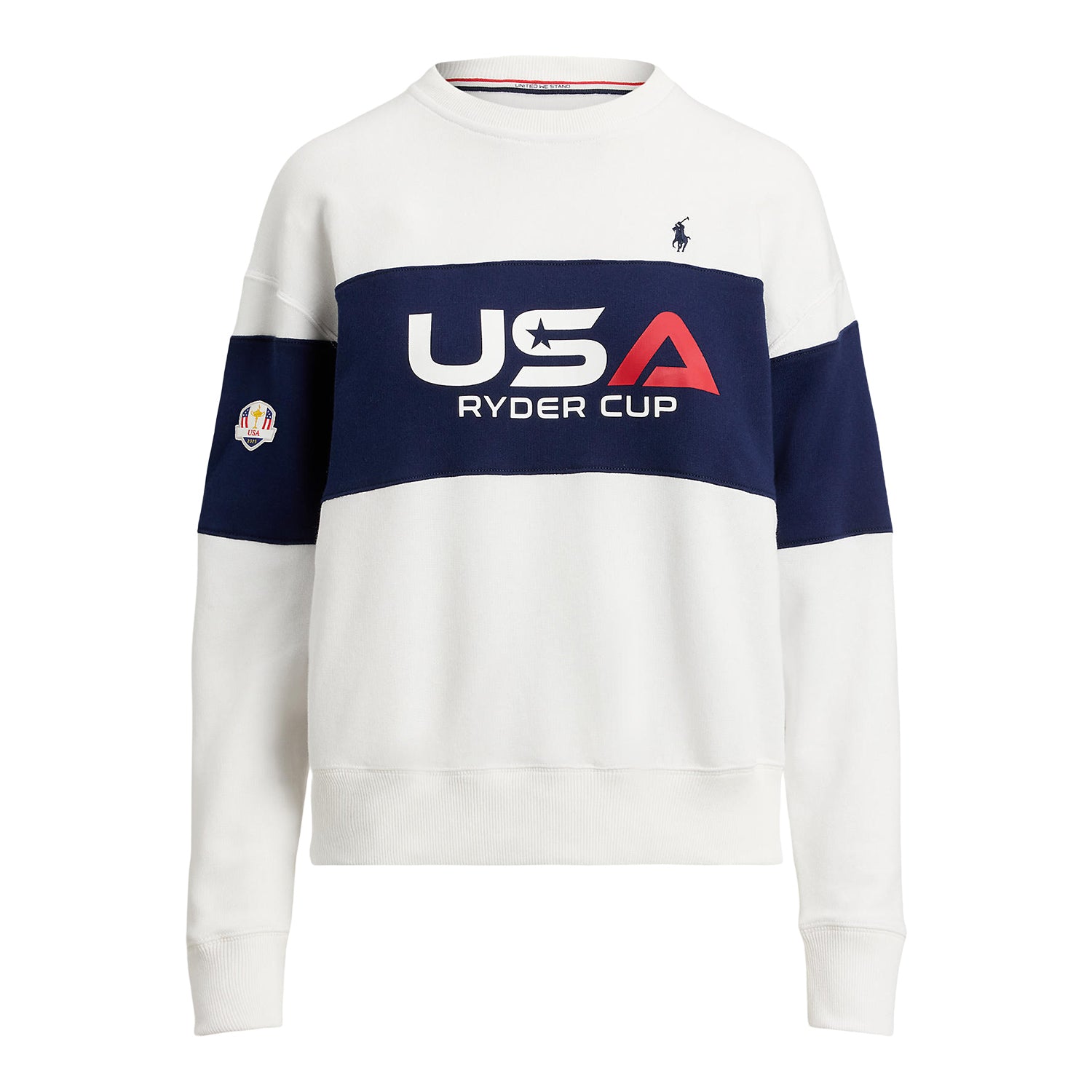 Ralph Lauren 2025 Ryder Cup Women's French Terry Crewneck in Ceramic White - Front View