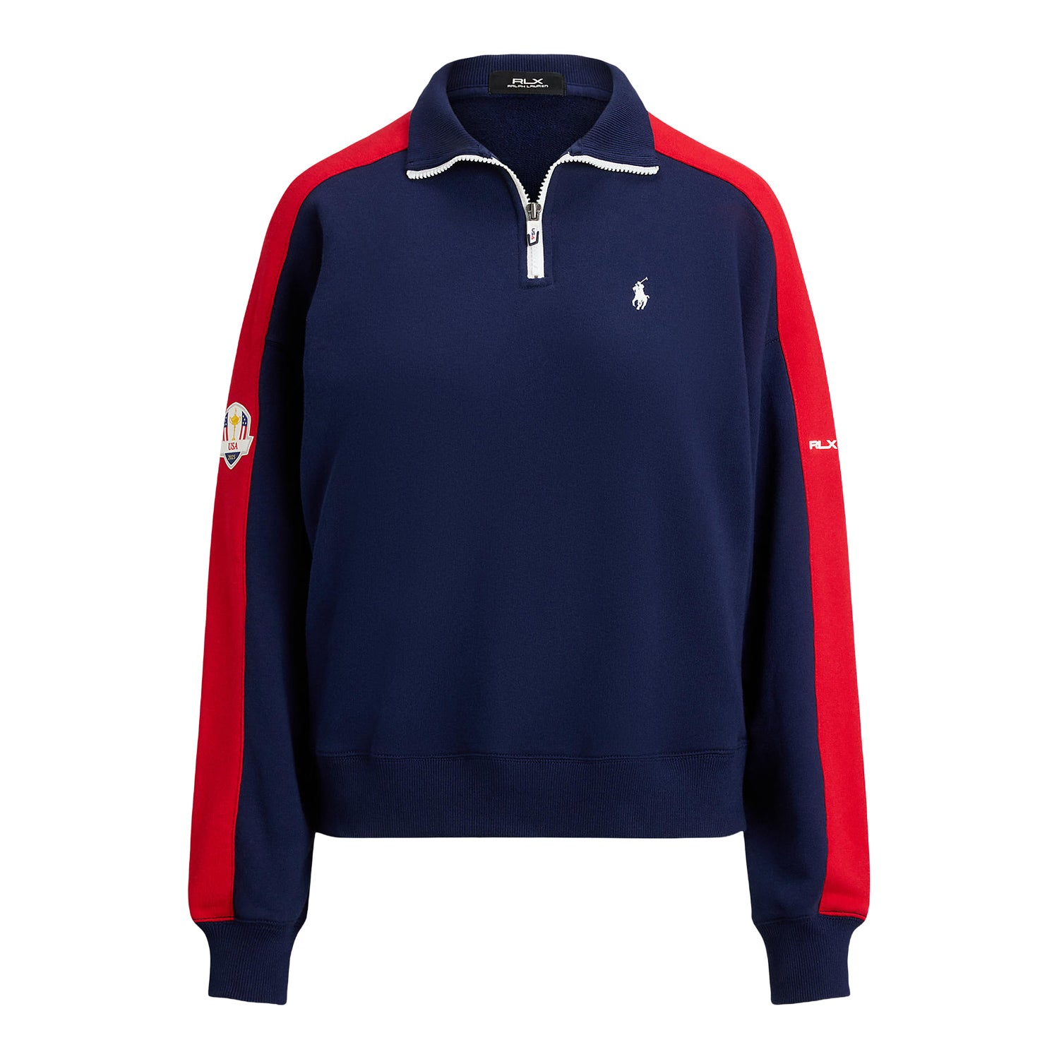 Ralph Lauren 2025 Ryder Cup Women's French Terry Quarter Zip in Refined Navy - Front View