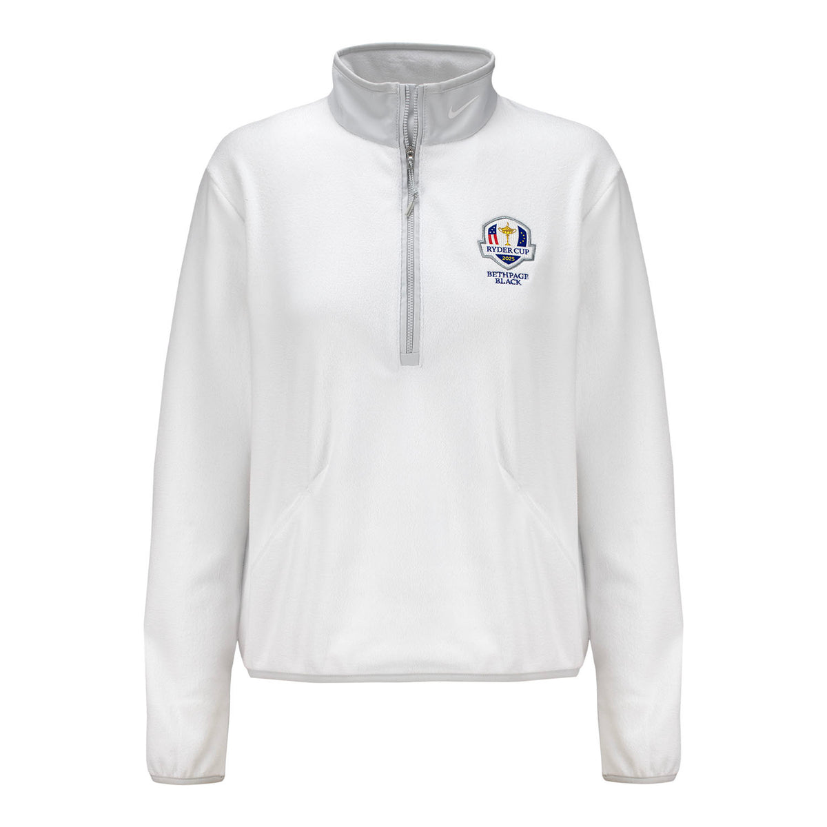 Nike 2025 Ryder Cup Women&#39;s Therma-Fit Victory Fleece Quarter Zip in White - Front View