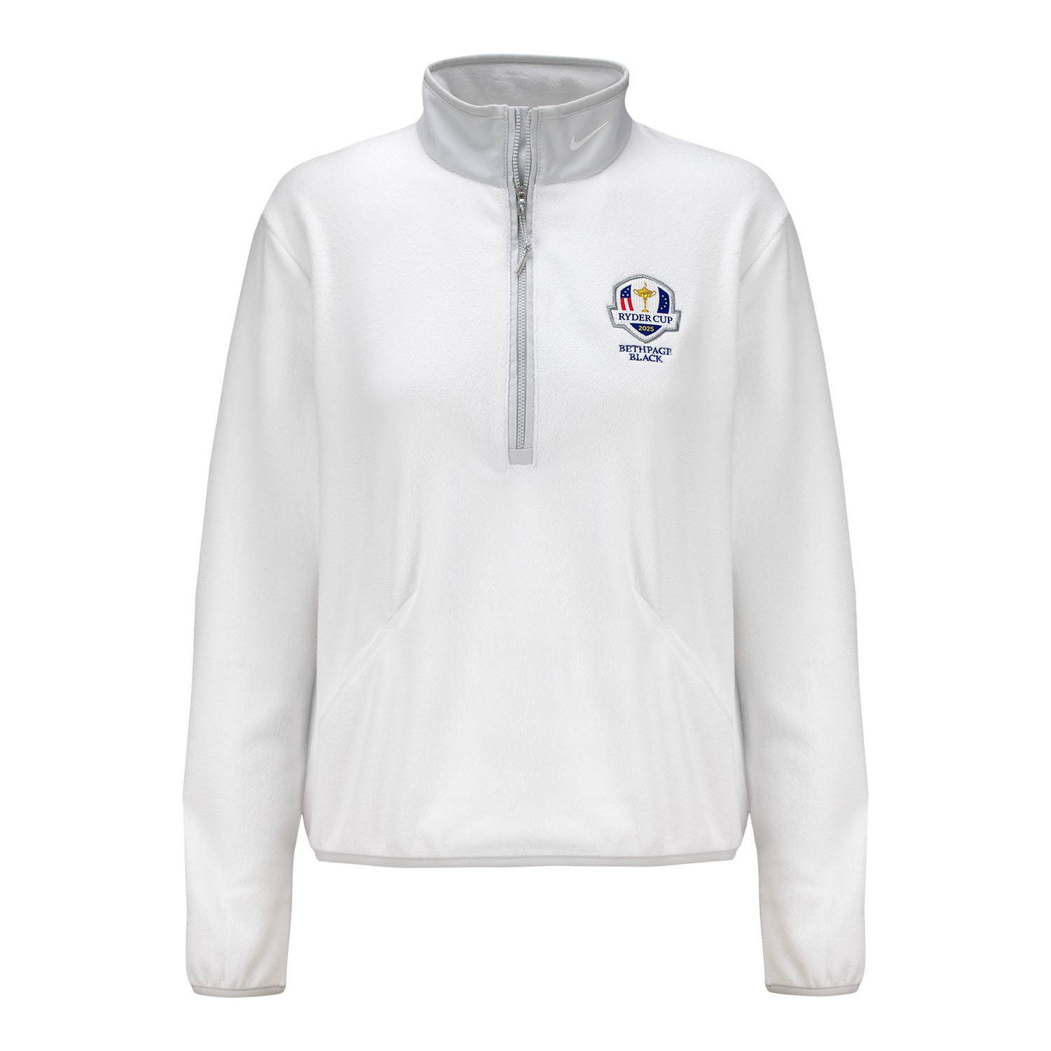Nike 2025 Ryder Cup Women's Therma-Fit Victory Fleece Quarter Zip in White - Front View