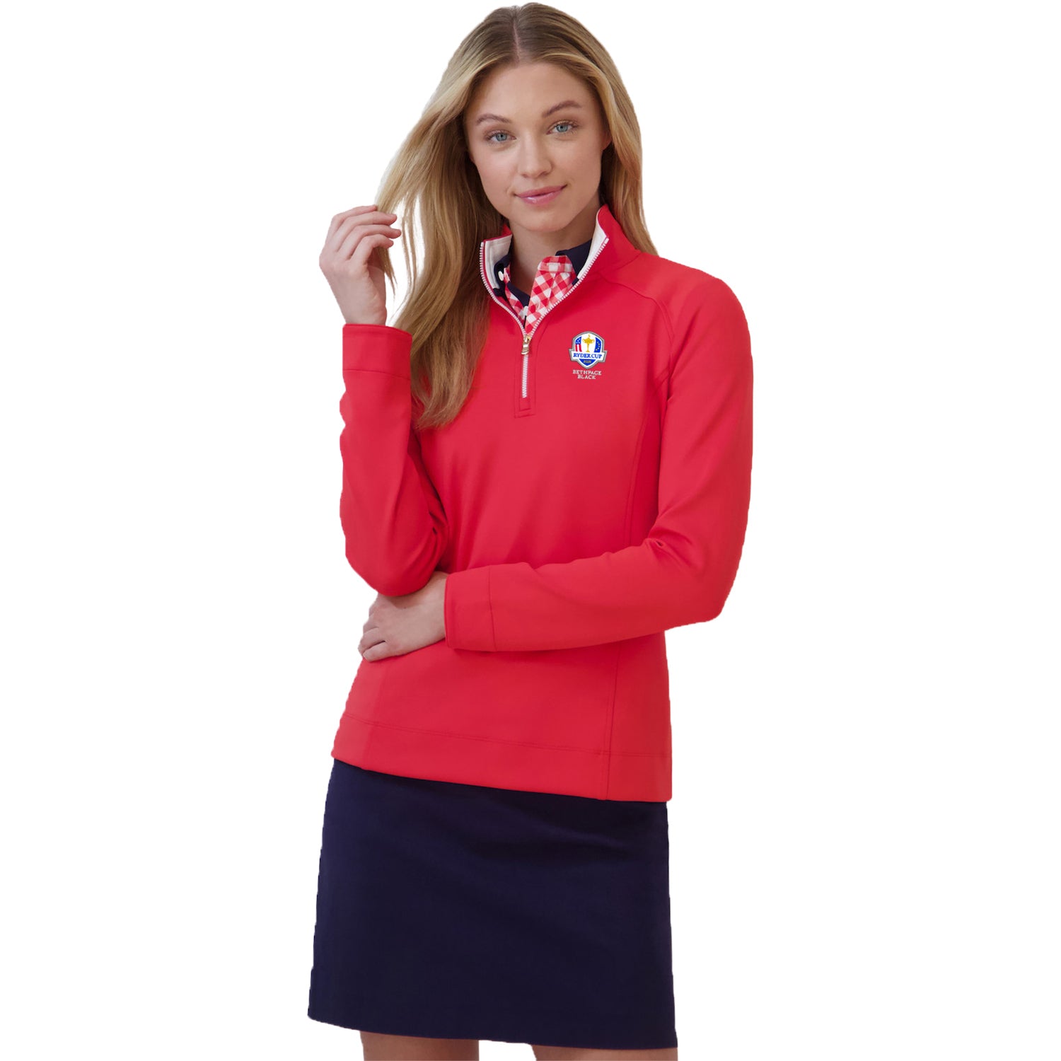 Fairway & Greene 2025 Ryder Cup Women's Wells Quarter Zip in Lolly - Front Modeled View