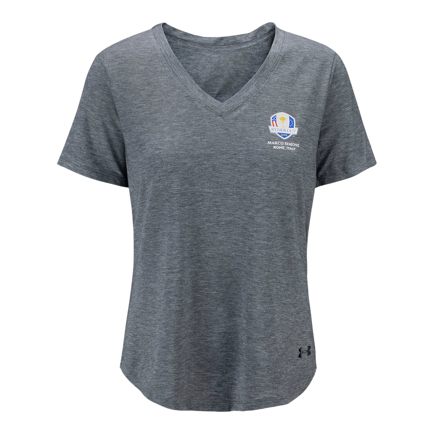 Under Armour 2023 Ryder Cup Women's V-Neck T-Shirt in Grey- Front View