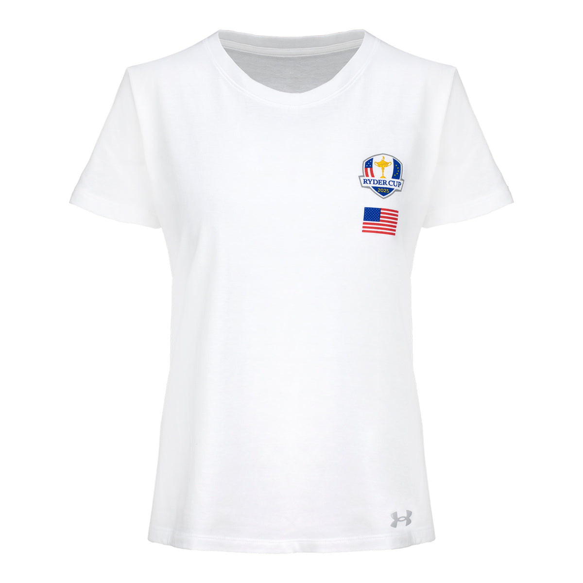 Under Armour 2025 Ryder Cup Women&#39;s Performance Cotton Americana T-Shirt in White - Front View