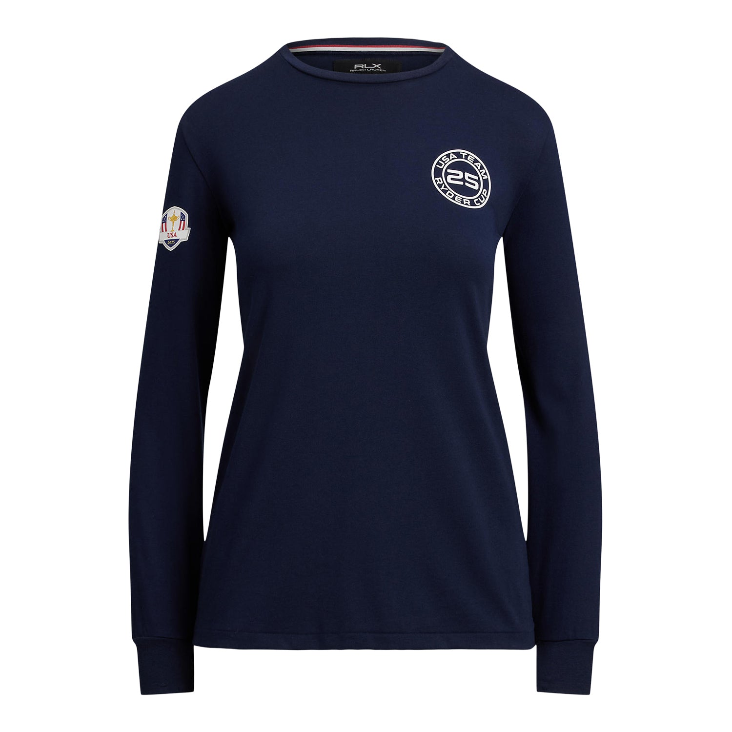 Ralph Lauren 2025 Ryder Cup Women's Cotton Jersey T-Shirt in Refined Navy - Front View