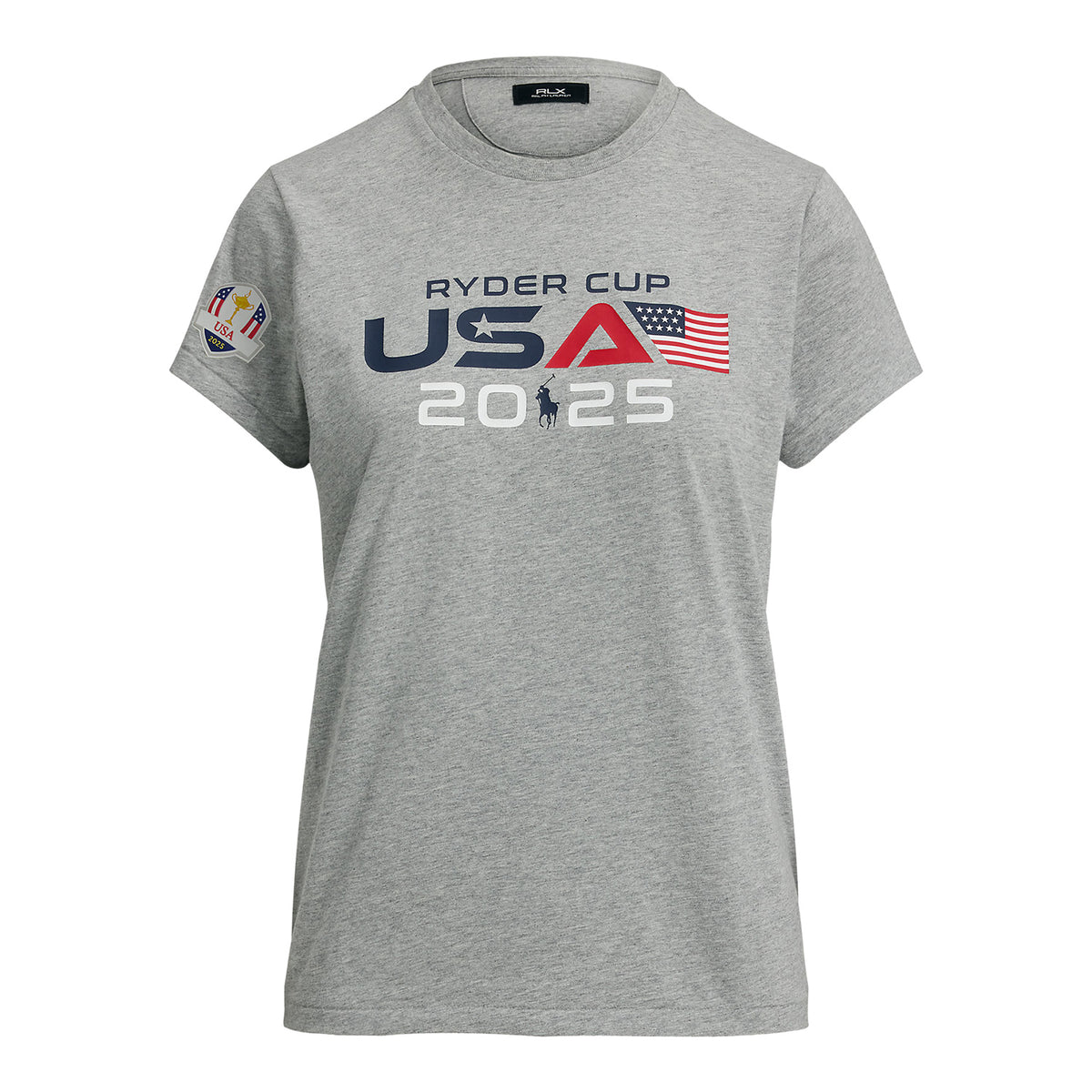 Ralph Lauren 2025 Ryder Cup Women&#39;s Cotton Jersey T-Shirt in Andover Grey - Front View