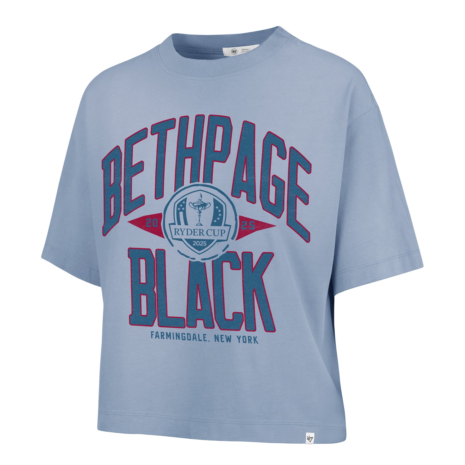 '47 Brand 2025 Ryder Cup Women's Windthrow Ravine Crop T-Shirt in Vapor Blue - Front View