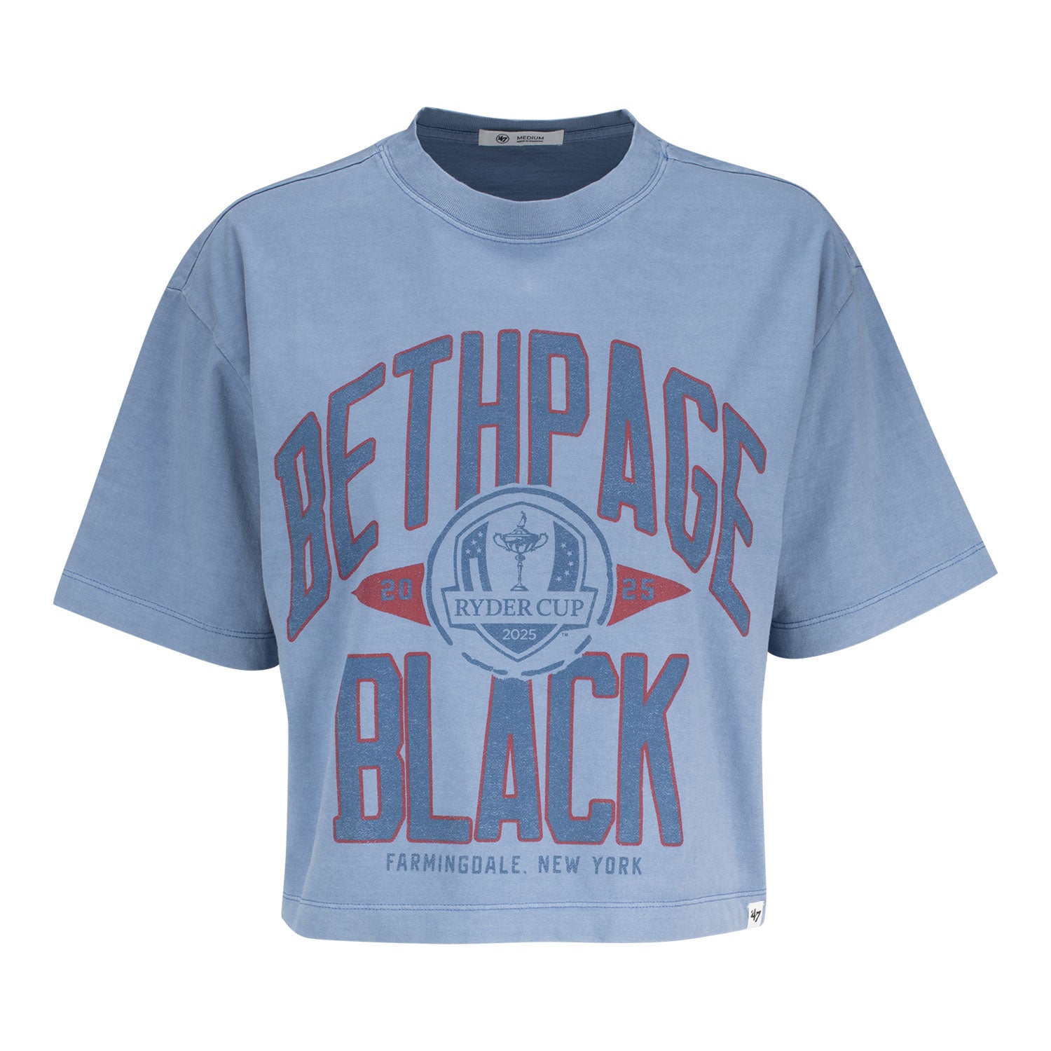 '47 Brand 2025 Ryder Cup Women's Windthrow Ravine Crop T-Shirt in Vapor Blue - Front View