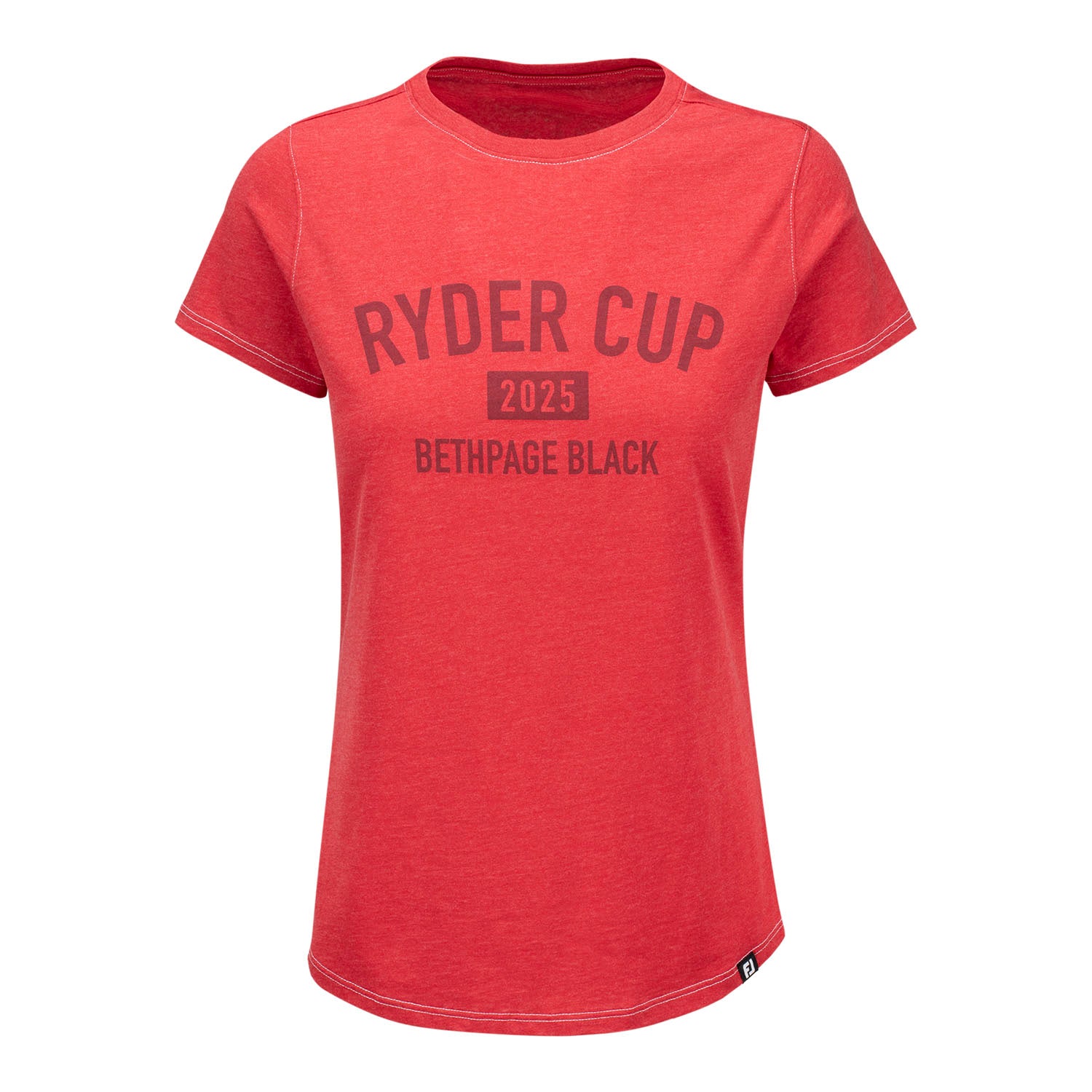 FootJoy 2025 Ryder Cup Women's Text T-Shirt in Red - Front View