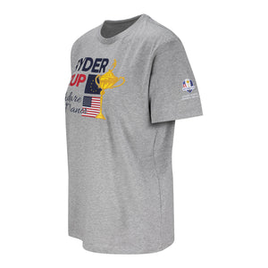 Ahead 2027 Ryder Cup Ladies Flags and Trophy T-Shirt in Heather Grey - Left Side