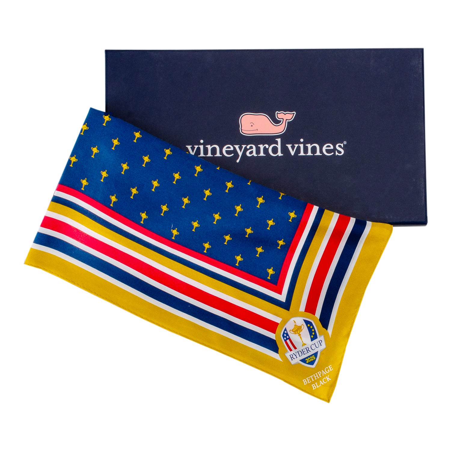 Vineyard Vines 2025 Ryder Cup All Over Pattern Scarf - Stylized Full View