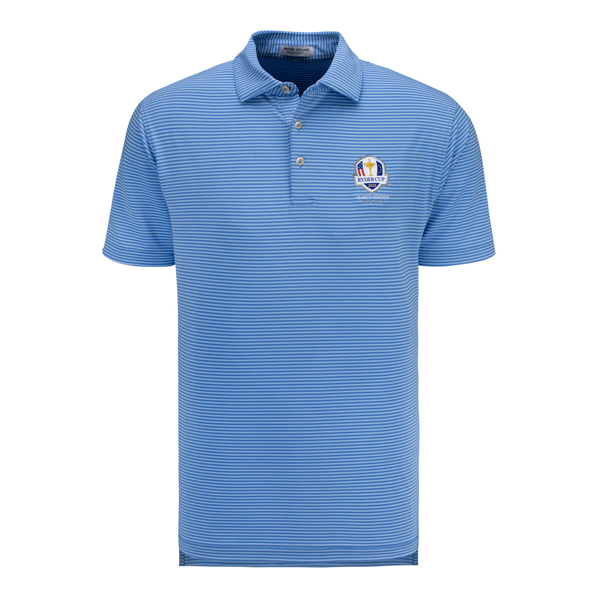 Peter Millar 2023 Ryder Cup Hales Performance Jersey Polo in Maritime &amp; Cottage- Front View