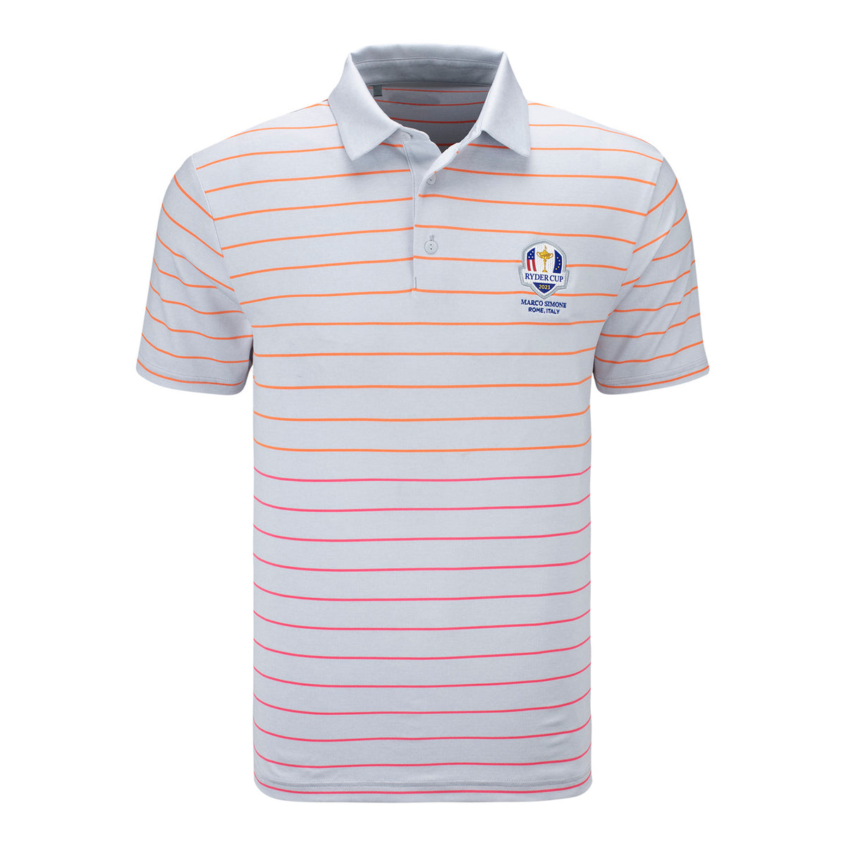 Under Armour 2023 Ryder Cup Playoff 3.0 Polo in Heather Stripe in Grey- Front View
