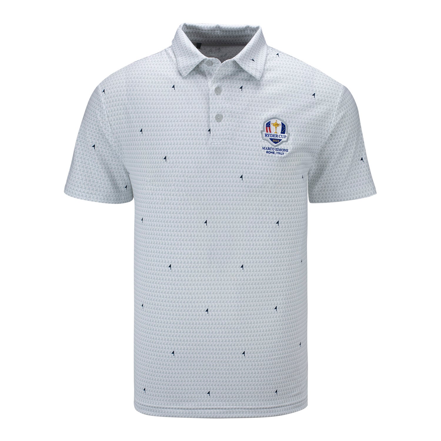 Under Armour 2023 Ryder Cup Playoff Pin Flag Polo in Grey- Front View