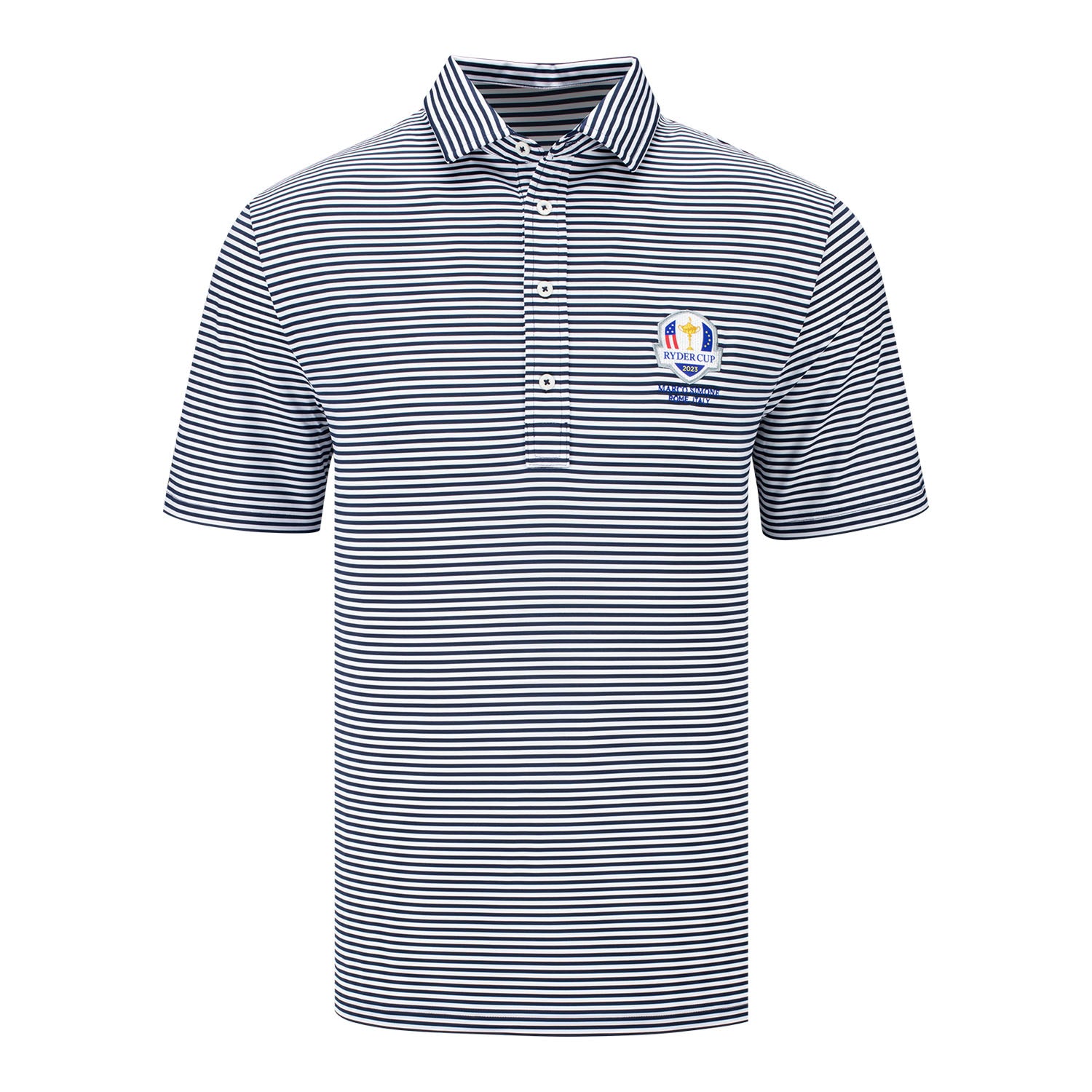 Ralph Lauren 2023 Ryder Cup Airflow Stripped Jersey Polo- Front View