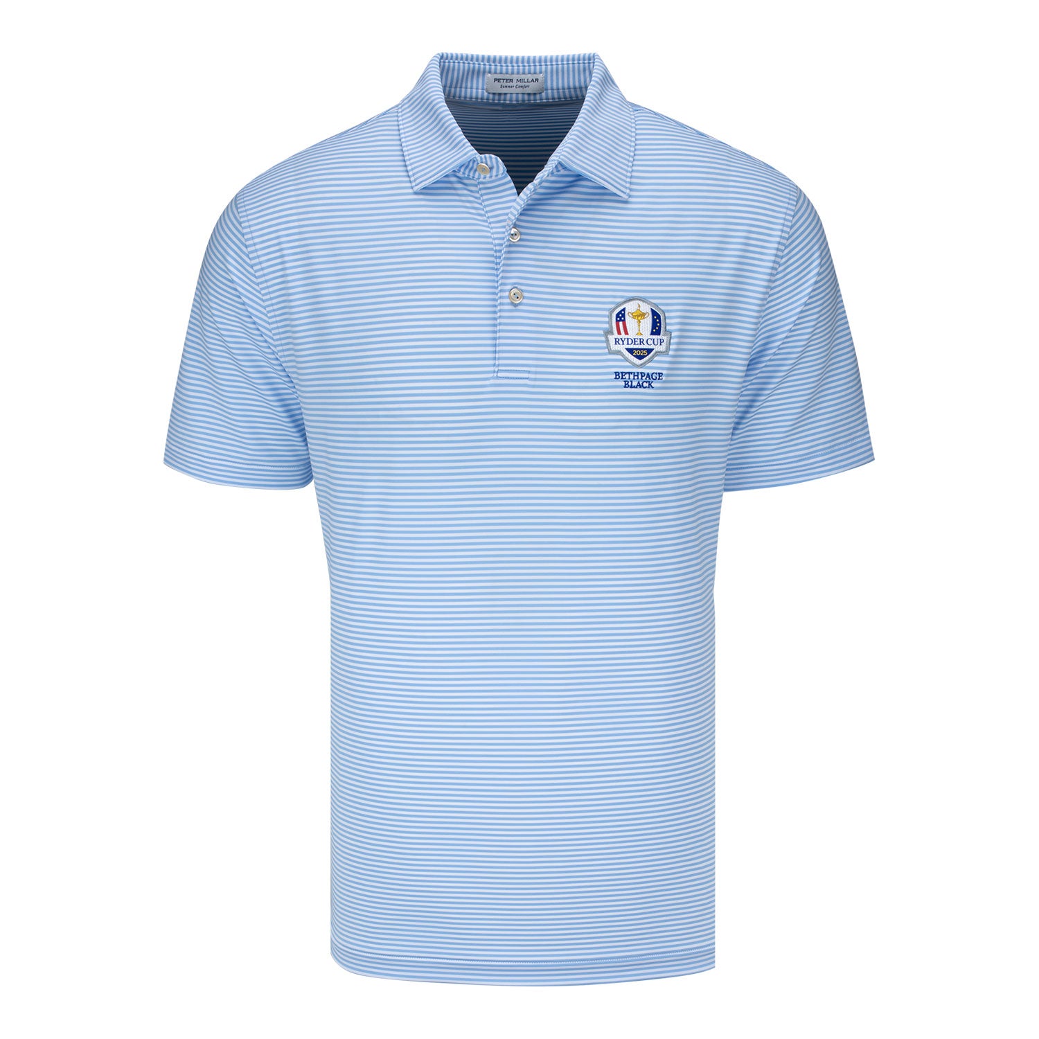 Peter Millar 2025 Ryder Cup Hales Performance Jersey Polo in Cottage Blue - Front View