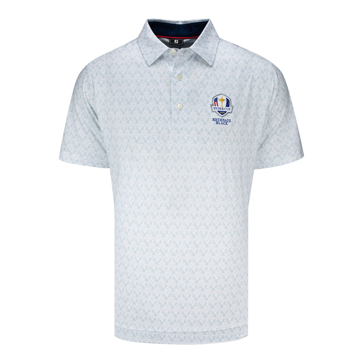 FootJoy 2025 Ryder Cup Soaring Eagle Pattern Polo in White - Front View