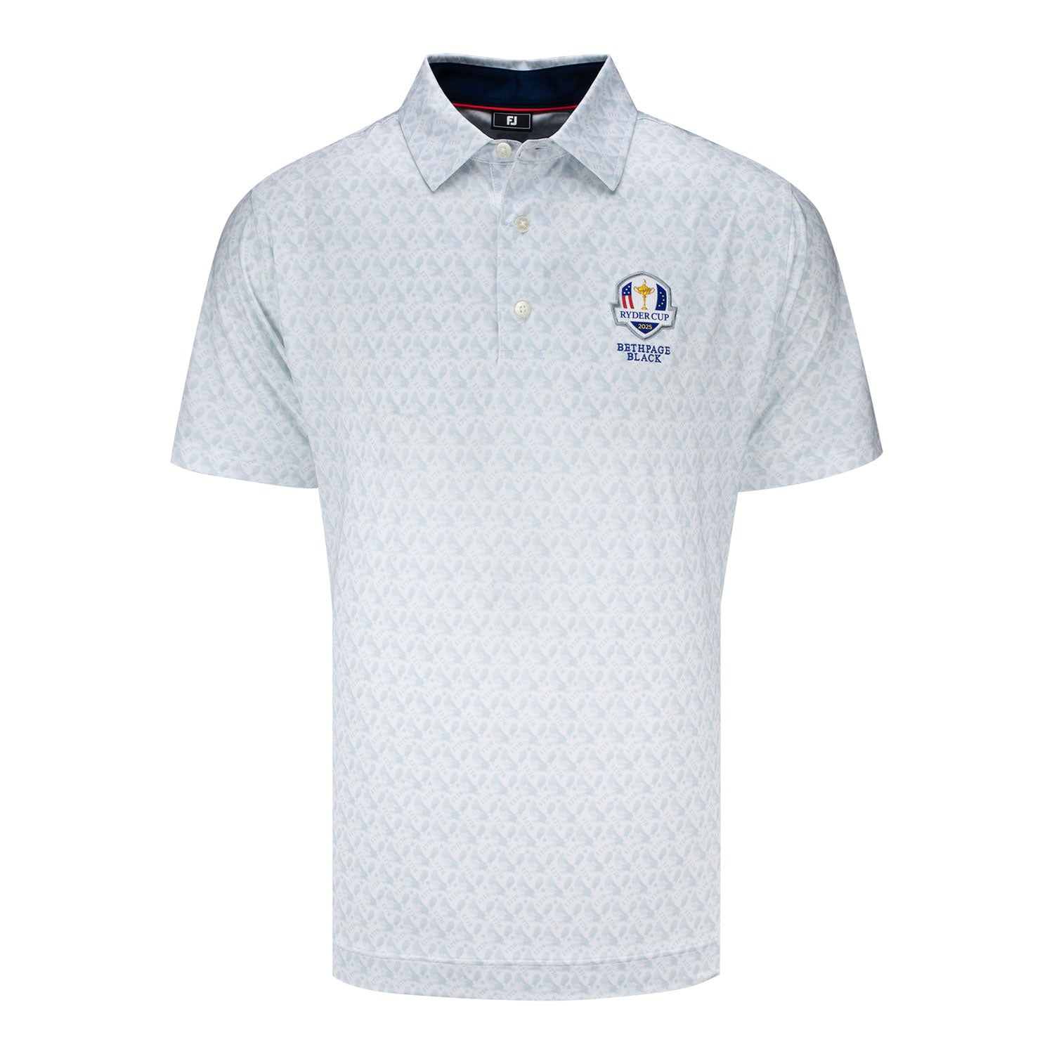 FootJoy 2025 Ryder Cup Soaring Eagle Pattern Polo in White - Front View