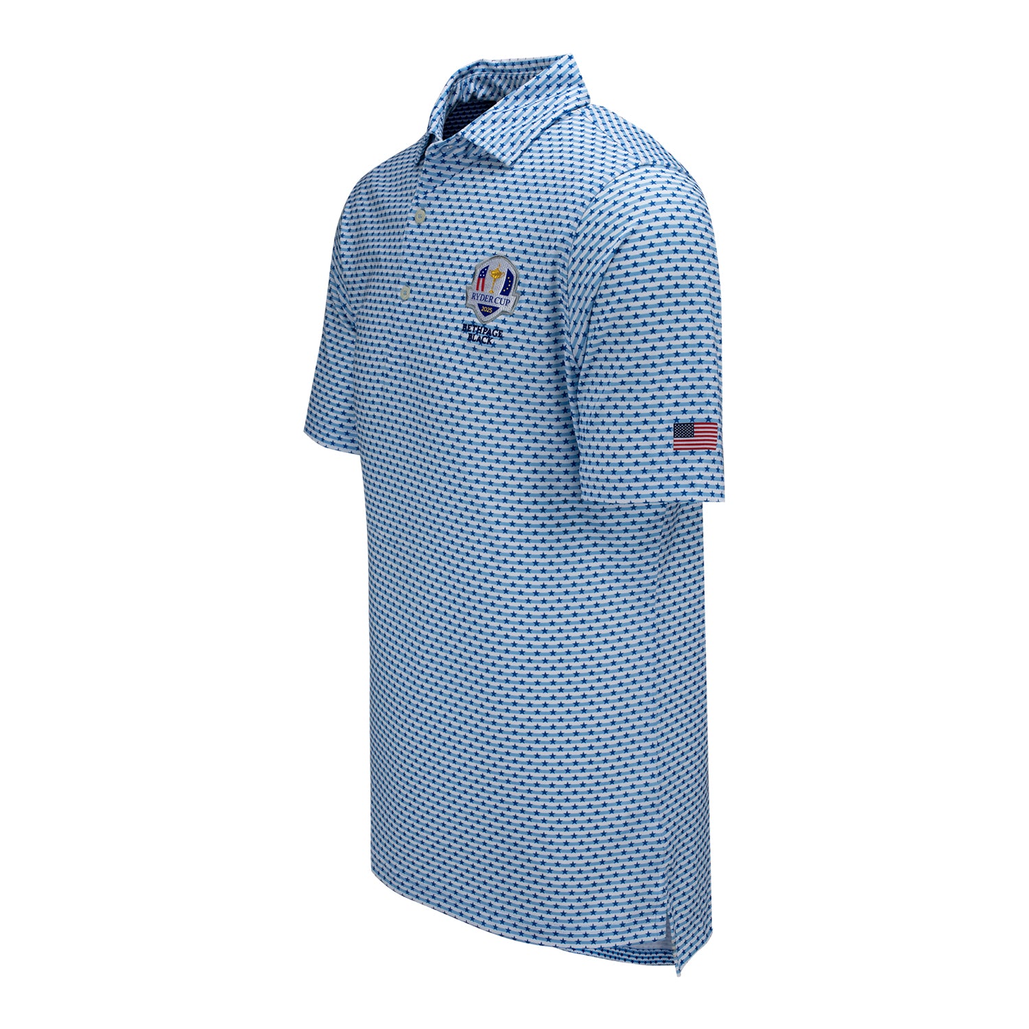 Fairway & Greene 2025 Ryder Cup Stars and Stripes Pattern Polo in Bluff - Front View