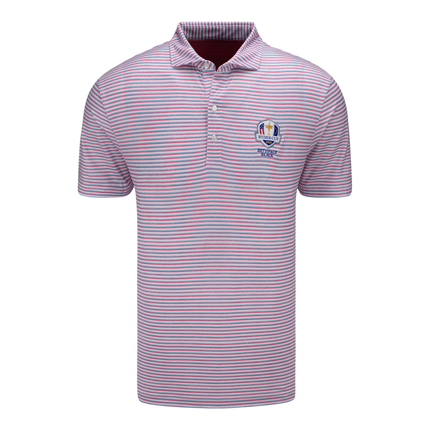 Johnnie-O 2025 Ryder Cup Multistripe Polo in Sun Kissed - Front View