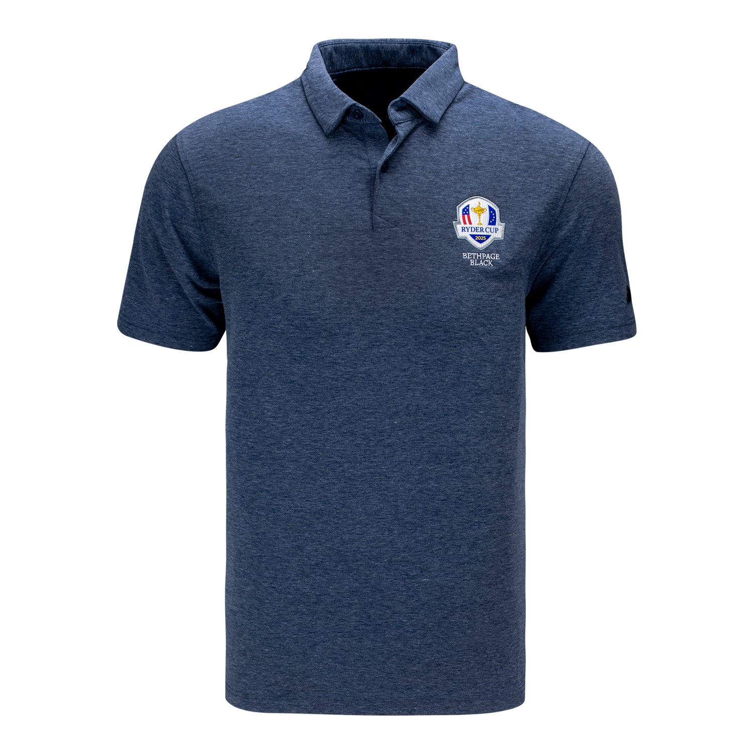 Adidas 2025 Ryder Cup Go-To Melange Polo in Collegiate Navy - Front View